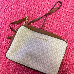 Michael Kors Tan and Cream Crossbody Bag